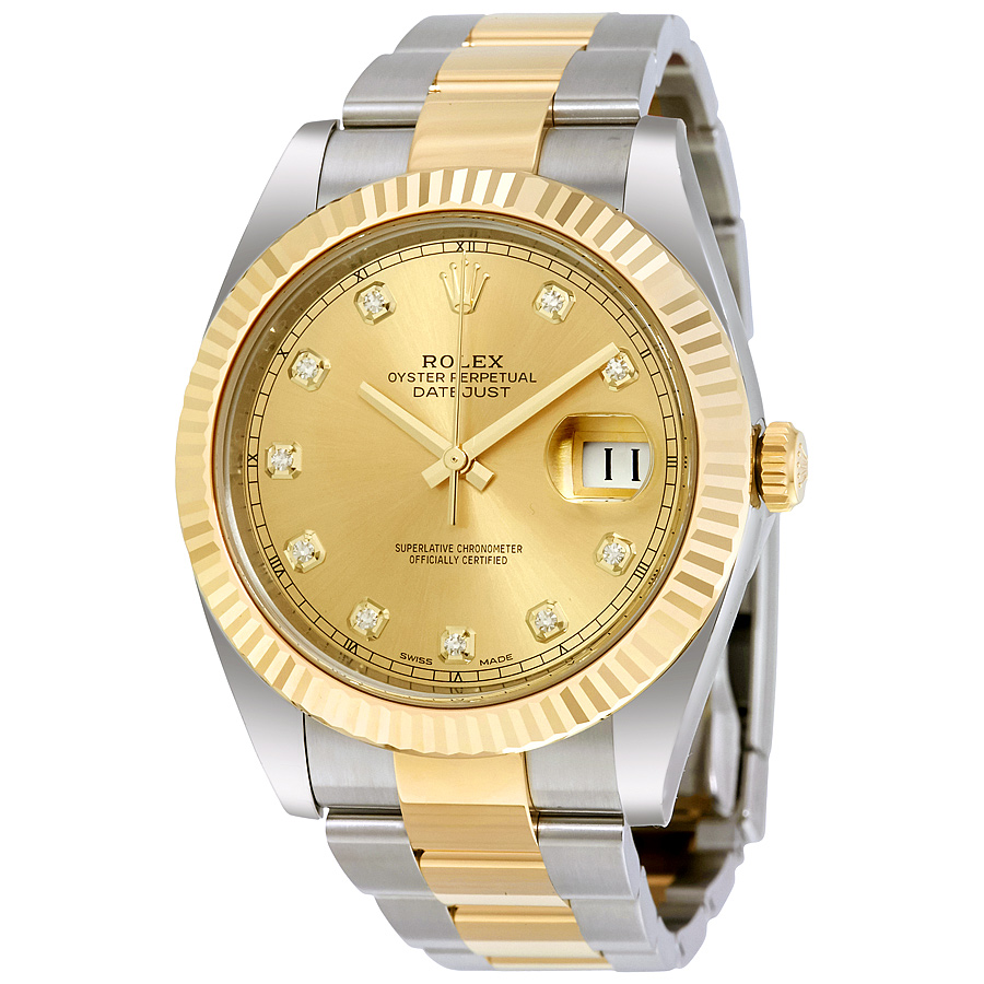 Preowned Rolex Datejust Diamond Champagne Dial Mens Watch 126333CDO