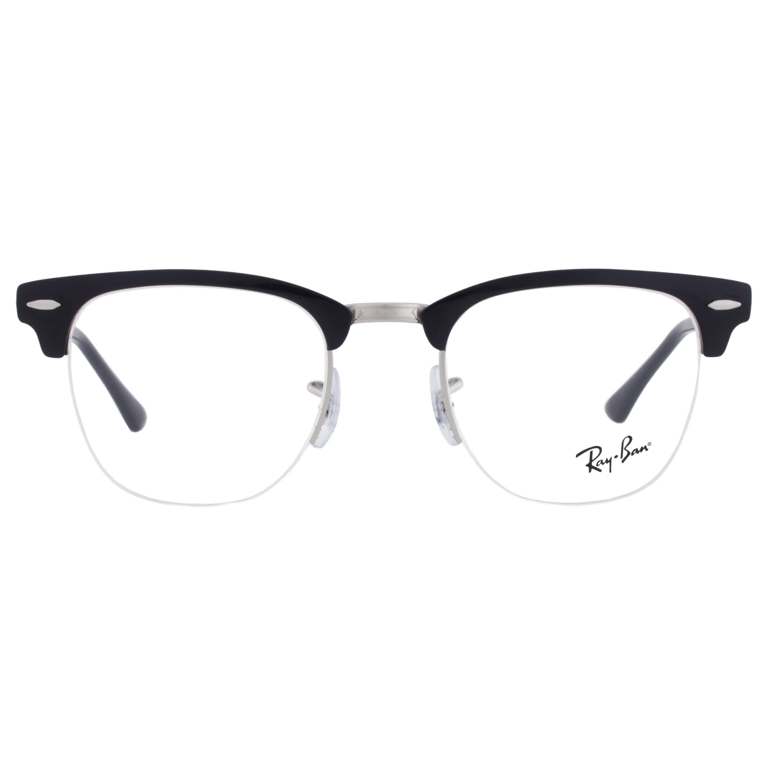 Ray-Ban Clubmaster Metal Optics Eyeglasses Black Frame Clear Lenses 50-22