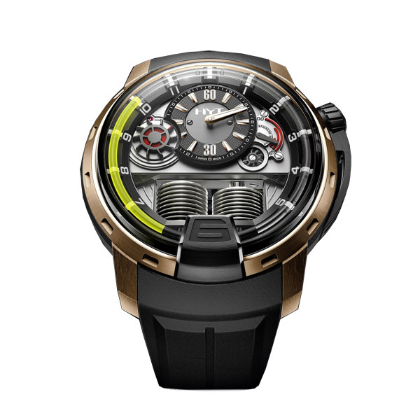 HYT H1 Black DLC Pink Gold Black Dial Mens Watch 148-DG-22-GF-RU
