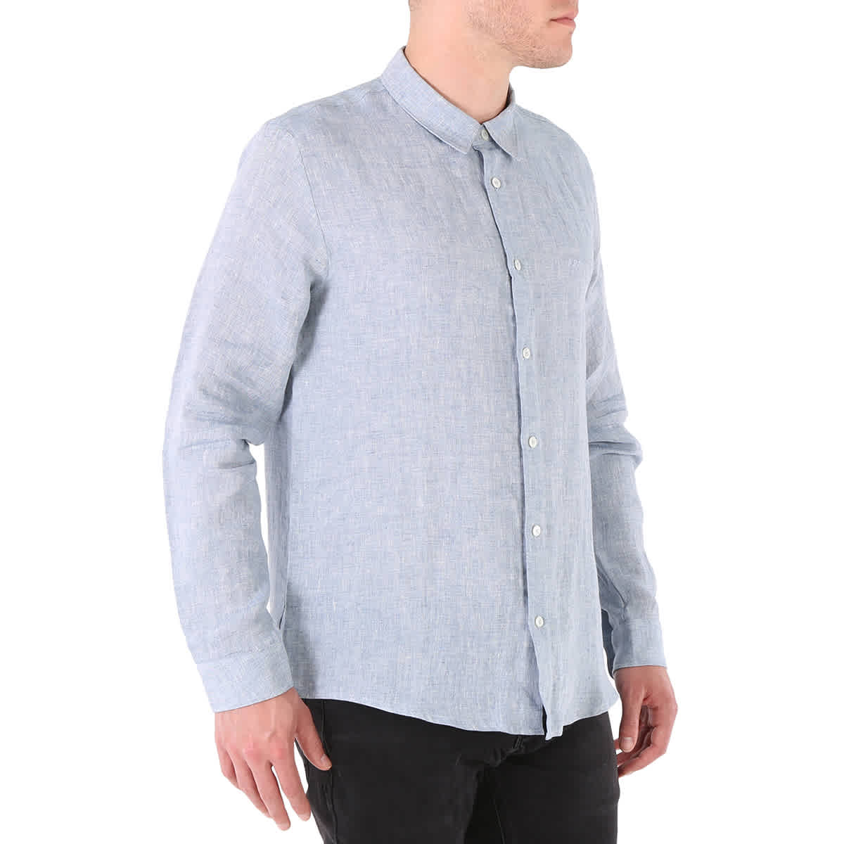 A.P.C. Men's Blue Chemise Vincent Linen Shirt