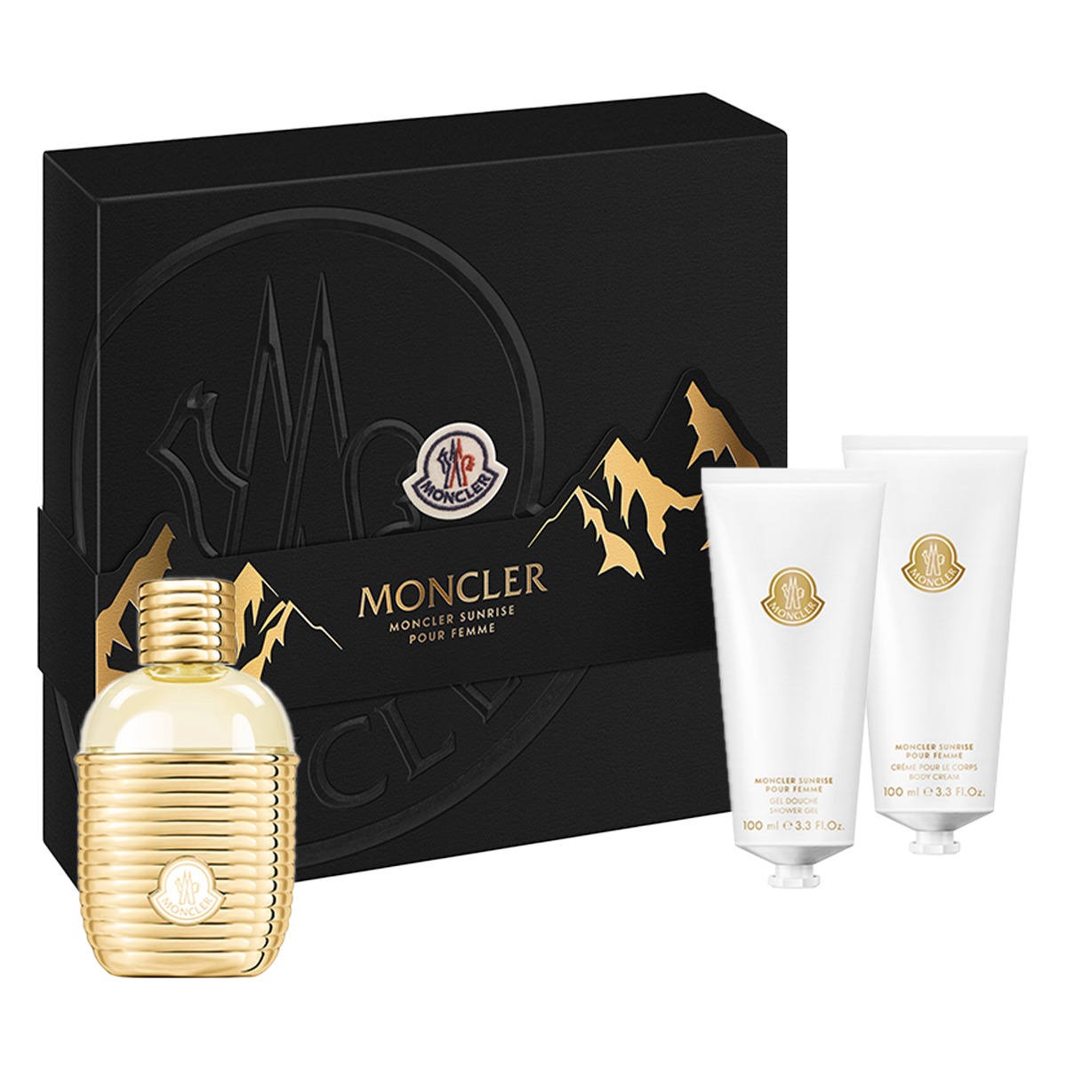 Moncler Ladies Sunrise Pour Femme 3pcs EDP Gift Set Fragrances 3386460158886