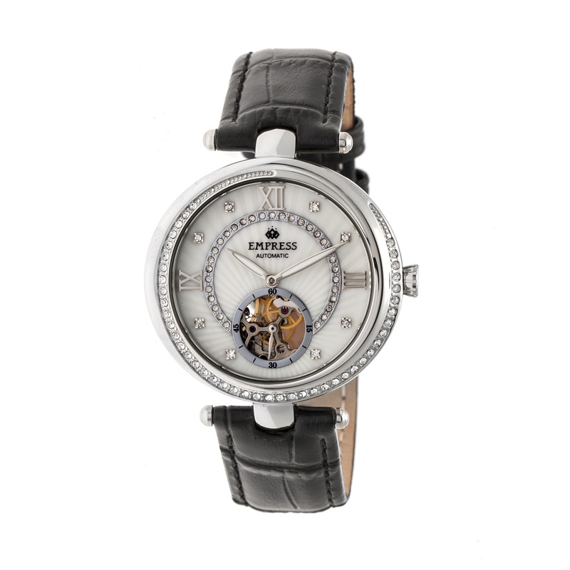 Empress Stella Silver Semi-Skeleton Dial Silver-tone Case Automatic Ladies Watch EM2101 570$
