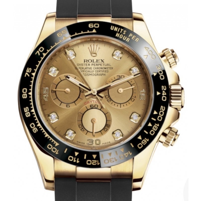 Rolex Cosmograph Daytona Champagne Diamond Dial 18kt Yellow Gold Mens Watch 116518CDR
