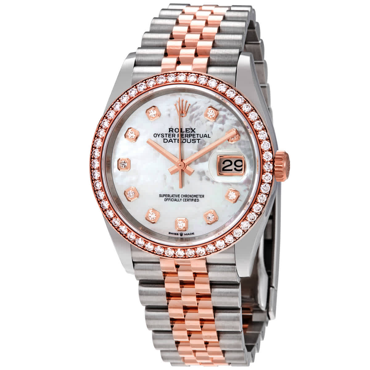 Rolex Datejust 36 Mother of Pearl Diamond Dial Steel and 18k Everose Gold Jubilee Watch 126281MDO