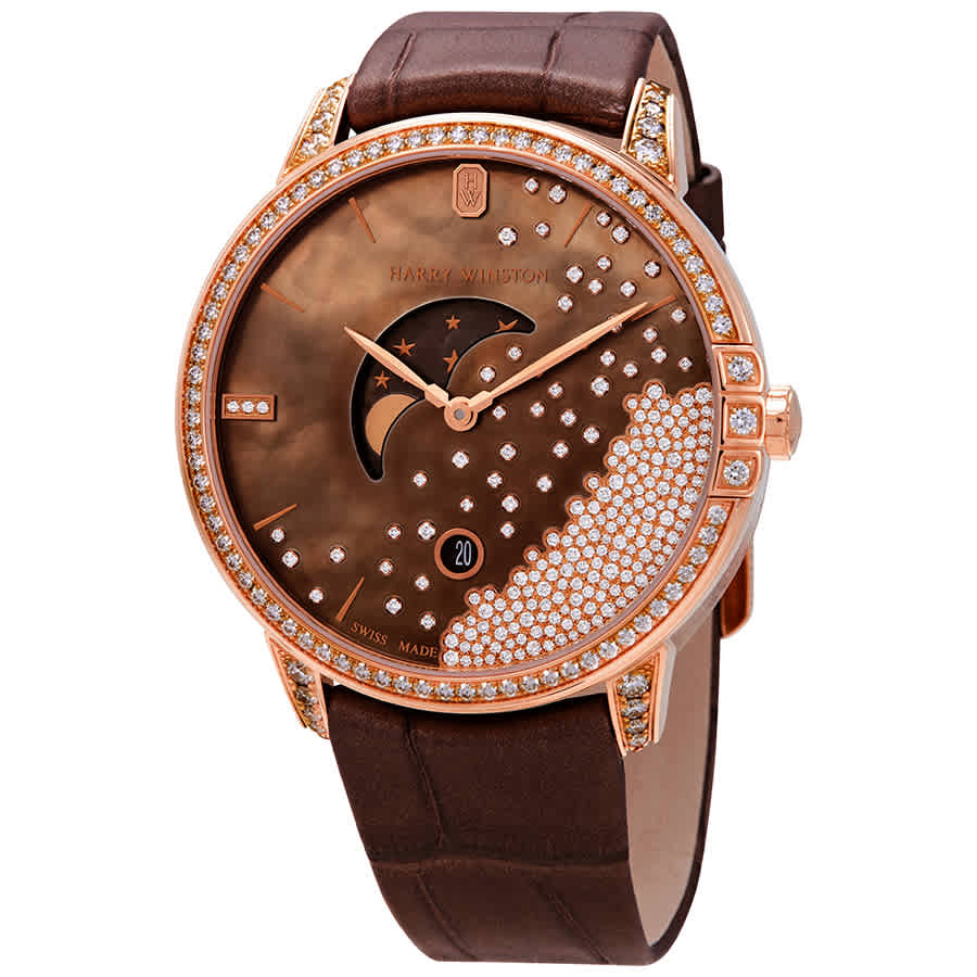 Harry Winston Midnight Mens 18k Rose Gold Diamond Watch MIDQMP39RR004
