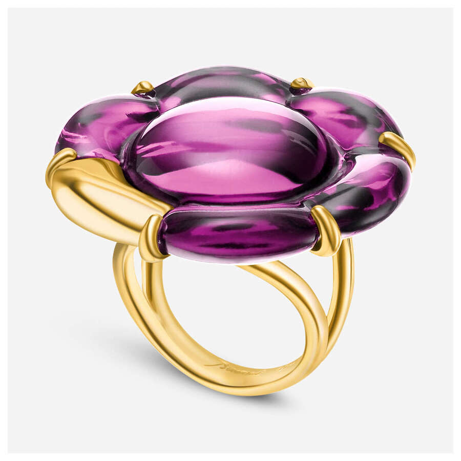 Baccarat 'B Flower' Ring Fuchsia Crystal Size 5.5 2803647