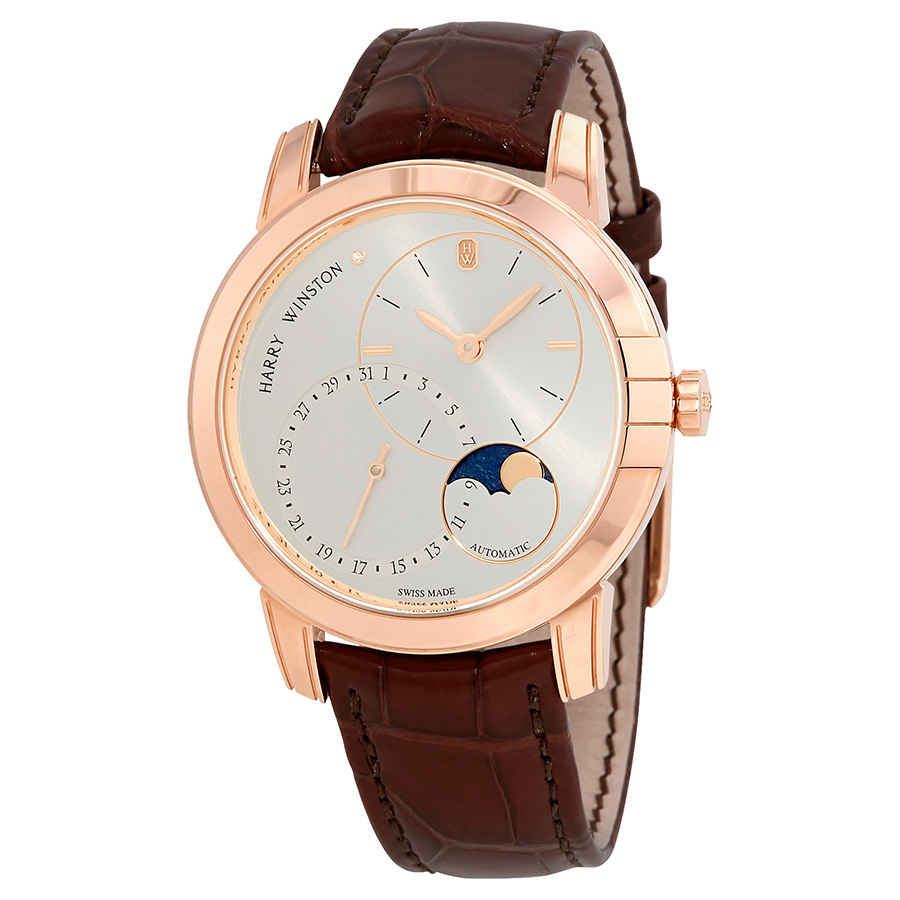 Harry Winston Midnight Silver Dial Automatic Mens 18 Carat Rose Gold Watch MIDAMP42RR003