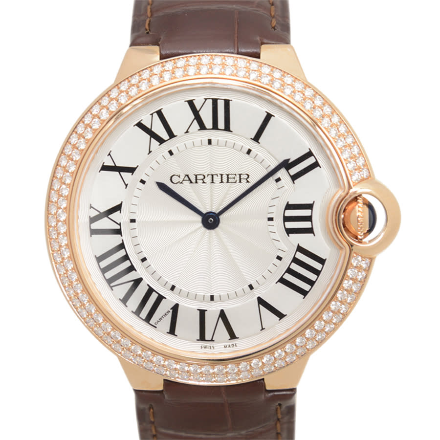 Cartier Ballon Bleu de Cartier Hand Wind Diamond Silver Dial Mens Watch WE902055