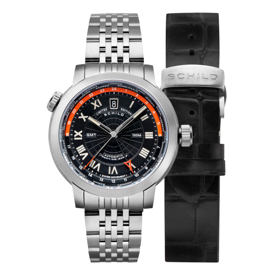 Schild Heinrich World Time GMT Automatic Black Dial Mens Watch SC-1004-11 999$