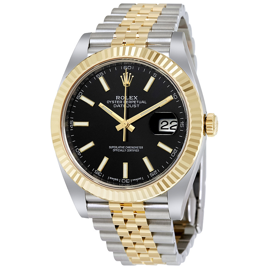 Preowned Rolex Datejust Black Dial Mens Watch M1263330014
