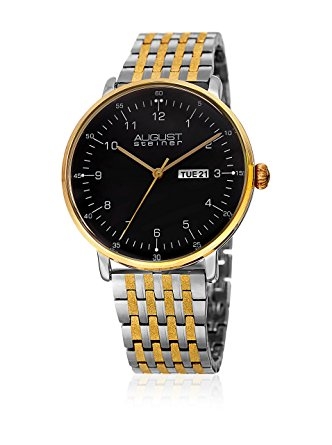 August Steiner Black Dial Two-tone Mens Watch AS8215TTG