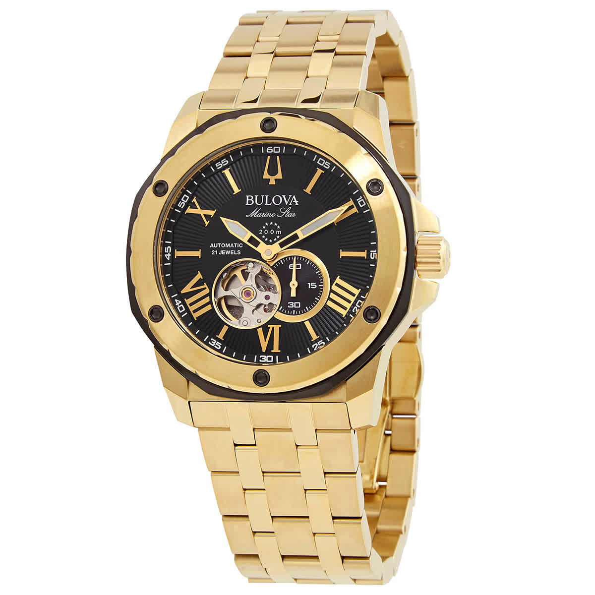 Bulova Marine Star Automatic Black Dial Mens Watch 98A273 389$
