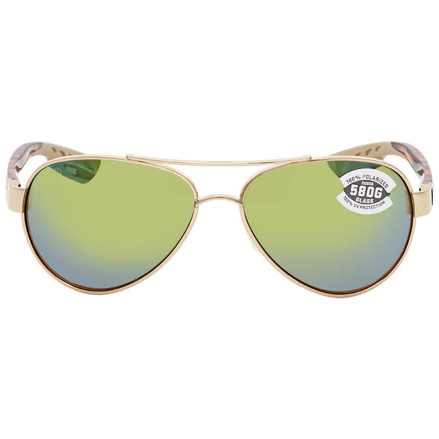Costa Del Mar Costa Loreto Rose Gold Frame w/Tortoise Temples Frame Sunglasses w/Green Mirror 580G Lenses 06S4006-40062256