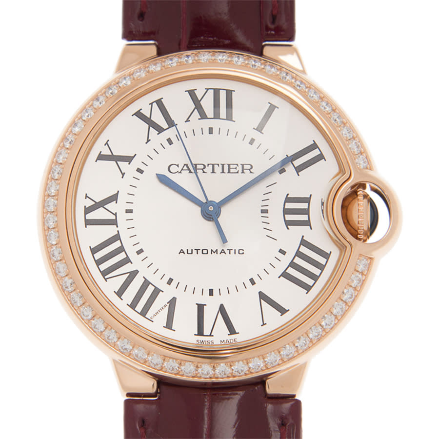 Preowned Cartier Ballon Bleu De Cartier Diamond Silvered Sunraybrushed Dial Ladies Watch WJBB0034