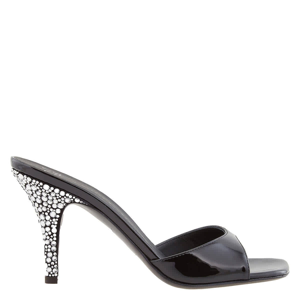 Giuseppe Zanotti Ladies Black Crystal Heel Patent Leather Mules eBay