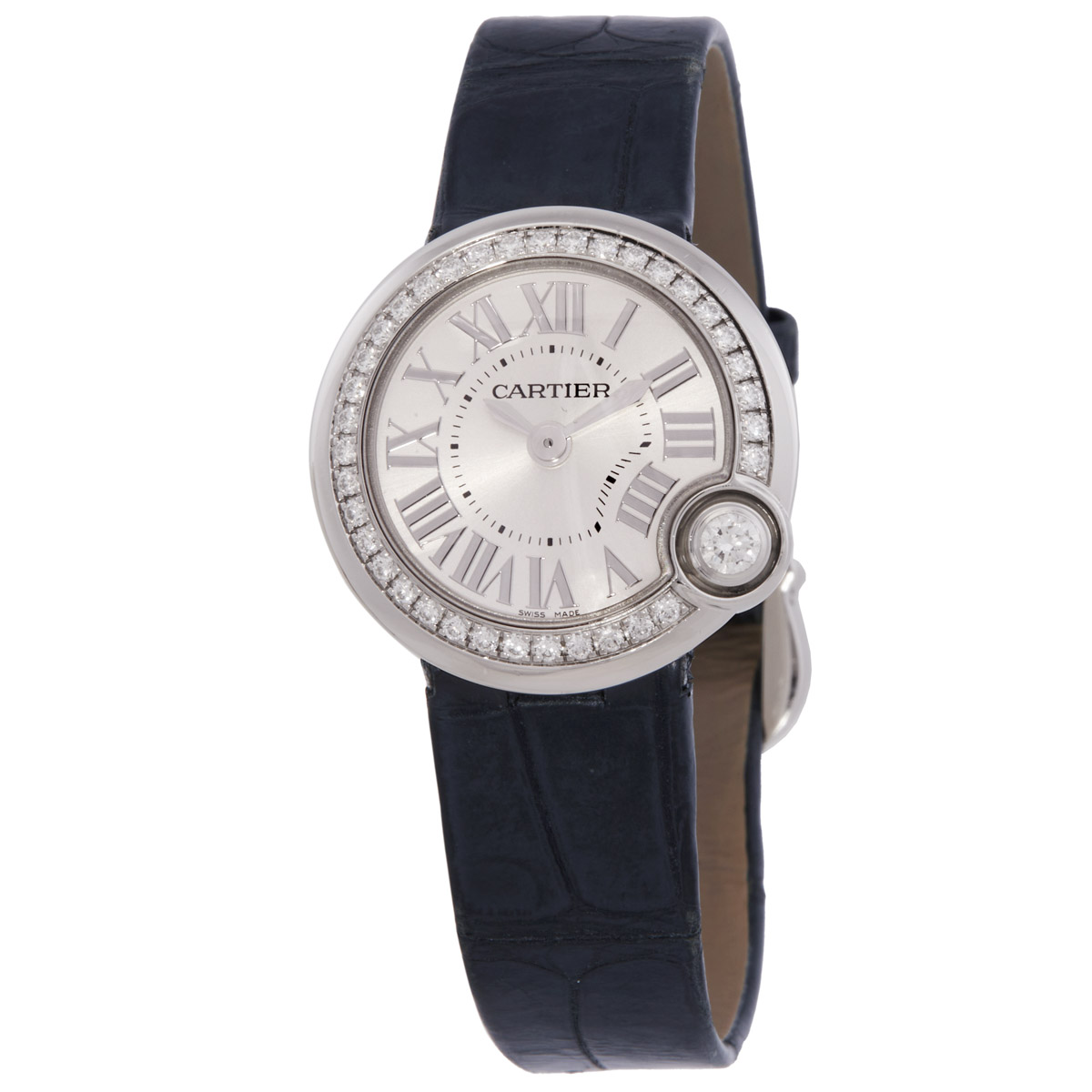 Preowned Cartier Ballon Blanc De Cartier 26mm Quartz Silver Dial Ladies Watch W4BL0002