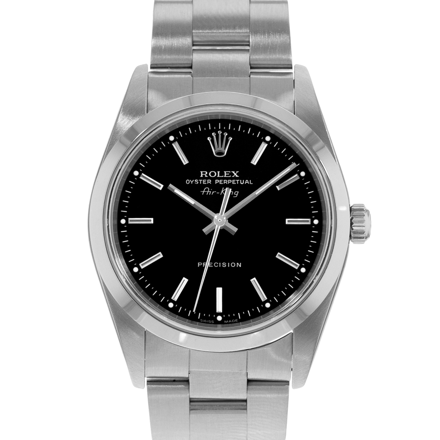 Preowned Rolex Air King Automatic Chronometer Black Dial Mens Watch 14000 BKSO