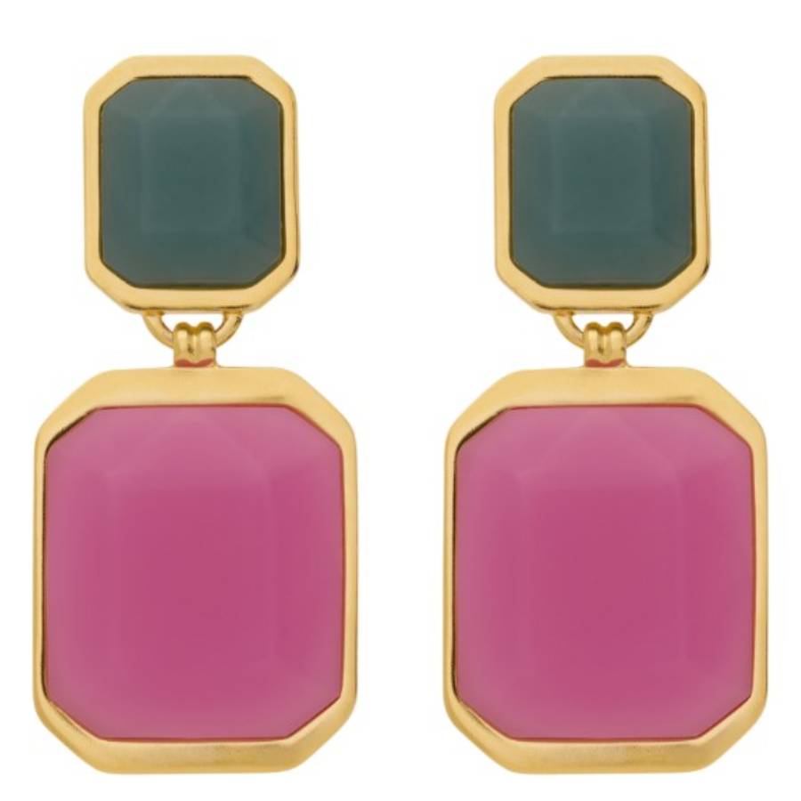 Saint Laurent Metal and Resin Octagon Earrings 548$