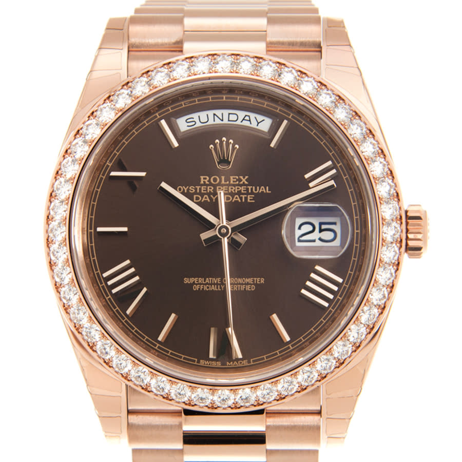 Rolex DayDate Automatic Chronometer Diamond Brown Dial Unisex Watch 228345CHRP
