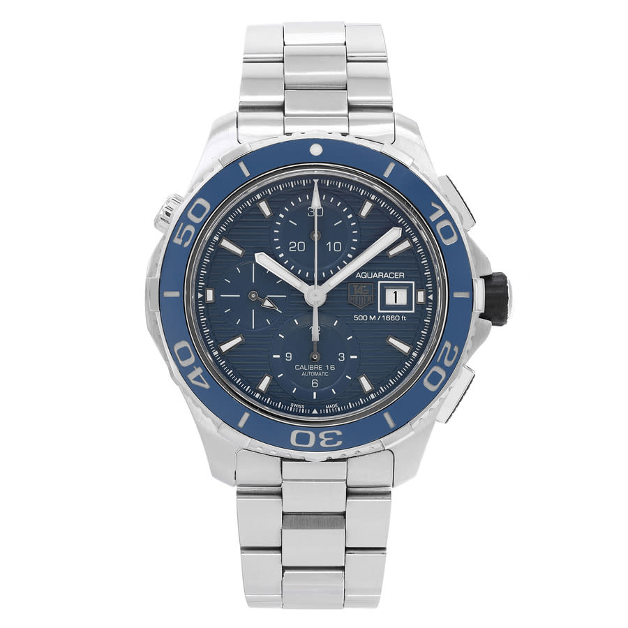 Pre-owned Tag Heuer Aquaracer Chronograph Blue Dial Mens Watch CAK2112.BA0833