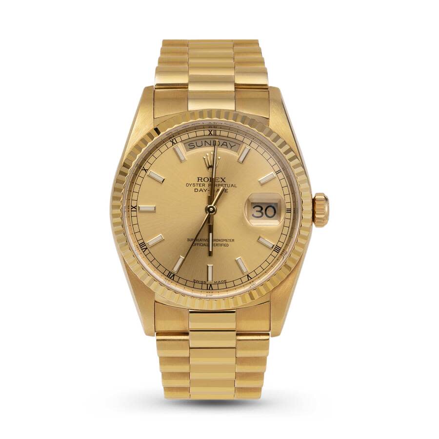 Preowned Rolex DayDate Automatic Chronometer Champagne Dial Unisex Watch 18238 CSP