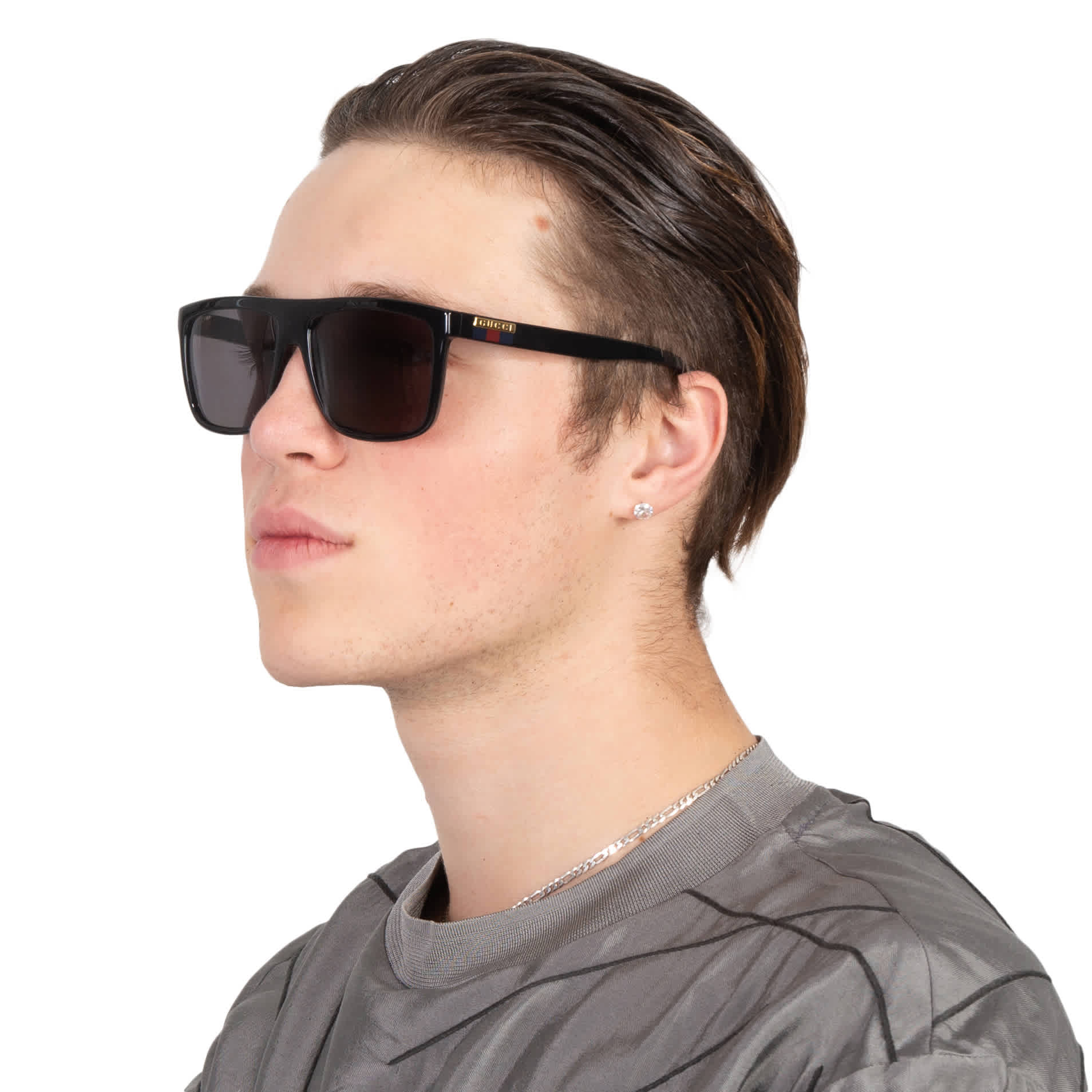 Мужские солнцезащитные очки Gucci Grey Browline GG0748S 001 59 GG0748S 001 59 31390₽