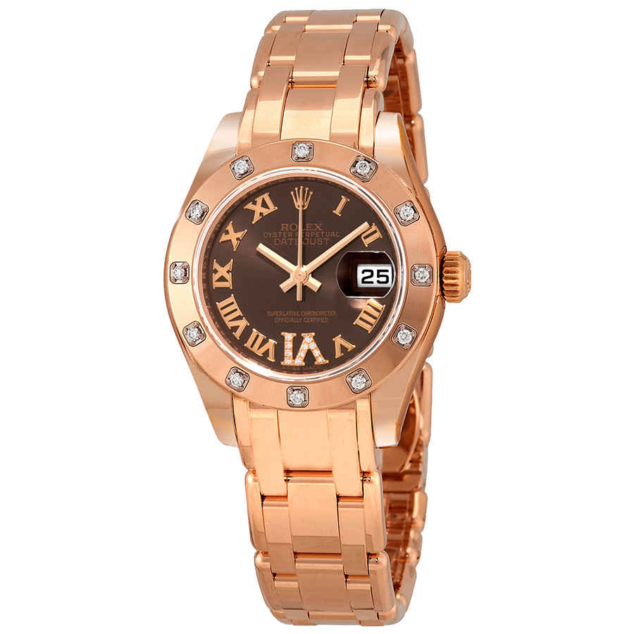 Rolex LadyDatejust Pearlmaster Chocolate Brown Dial 18K Everose Gold Automatic Ladies Watch 80315BRRDPM