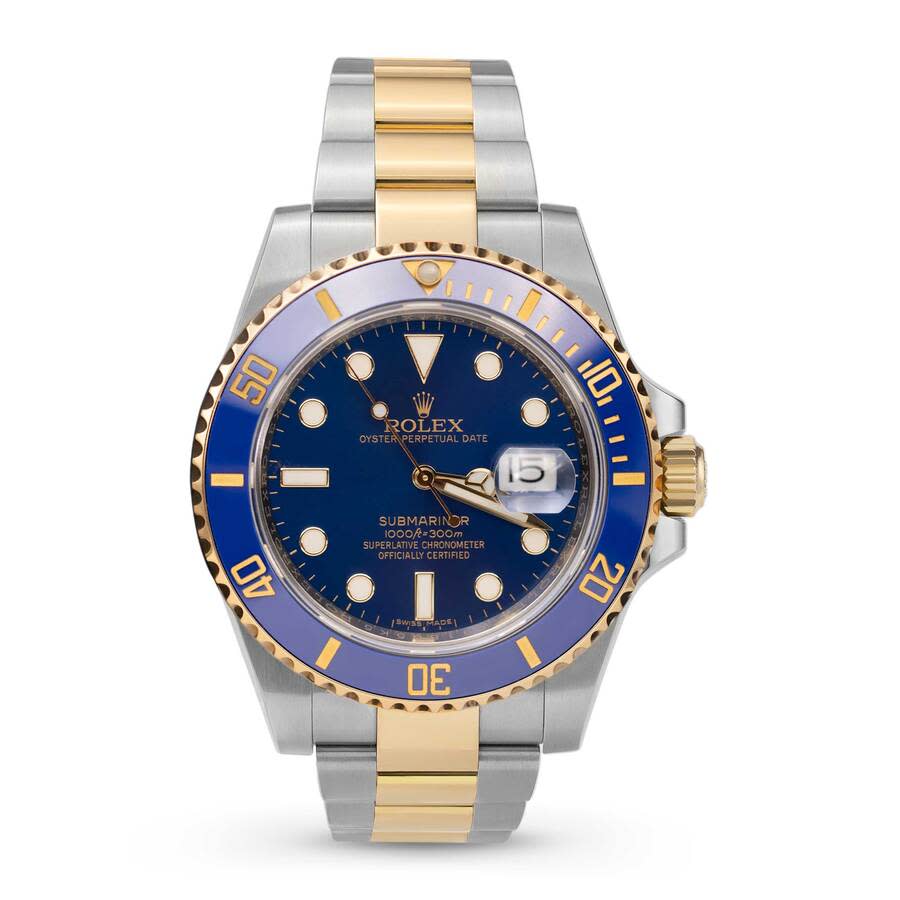 Preowned Rolex Submariner Date Automatic Chronometer Blue Dial Mens Watch 16613 BLSO