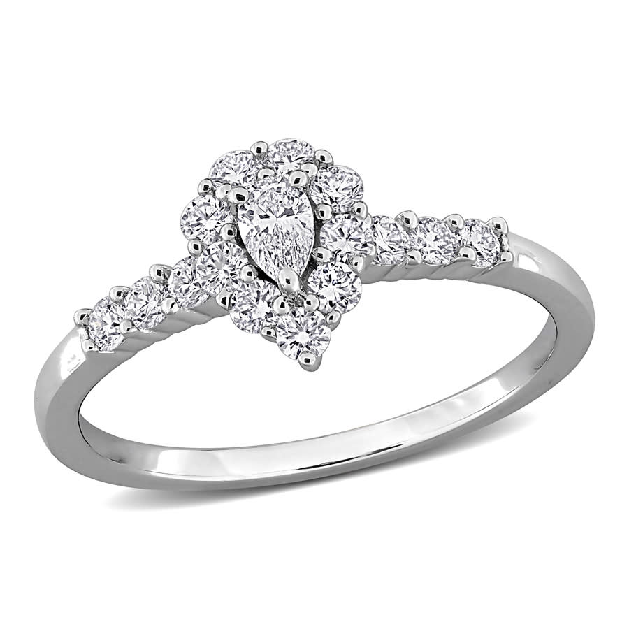 Created Forever 12CT TW Pear-Shaped and Round-Cut Lab-Grown Diamond Halo Engagement Ring in Sterling Silver 165$