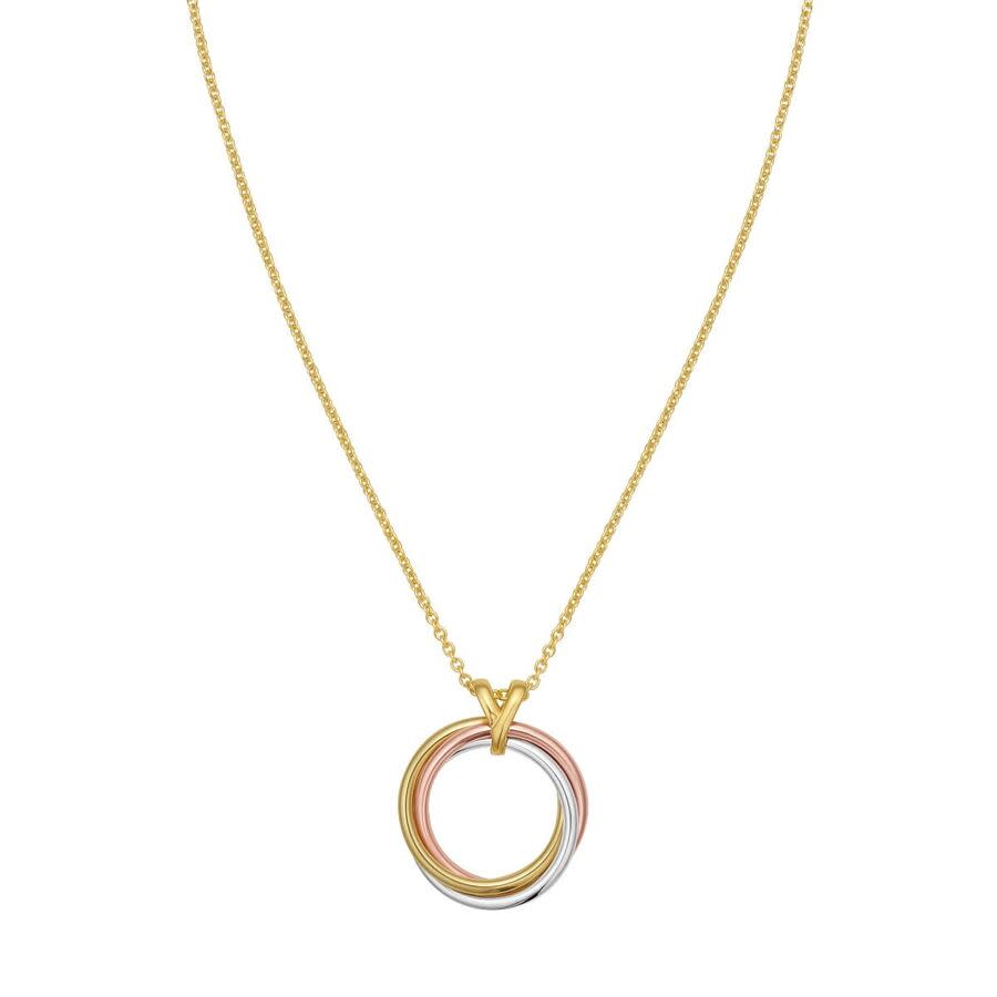 Tresorra 14K Yelow White Rose Gold Trinity Circle Necklace 1150$