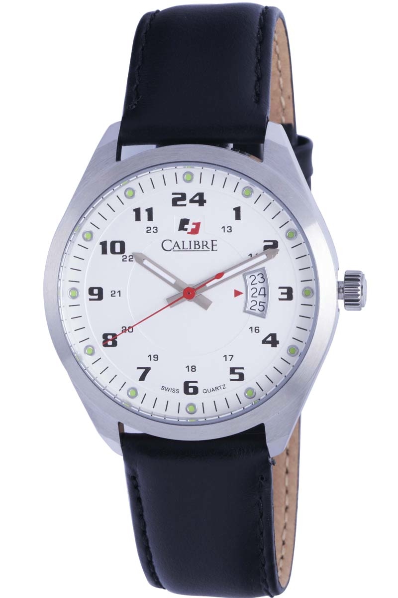 Calibre Trooper White Dial Black Leather Mens Watch SC-4T1-04-001 178$