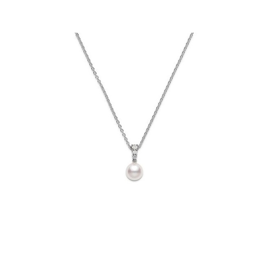 Mikimoto Morning Dew 8mm Akoya Pearl & Diamond Pendant Necklace with 18K White Gold