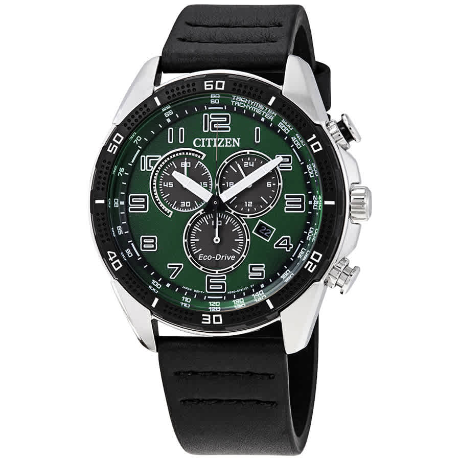 black and green citizen watch