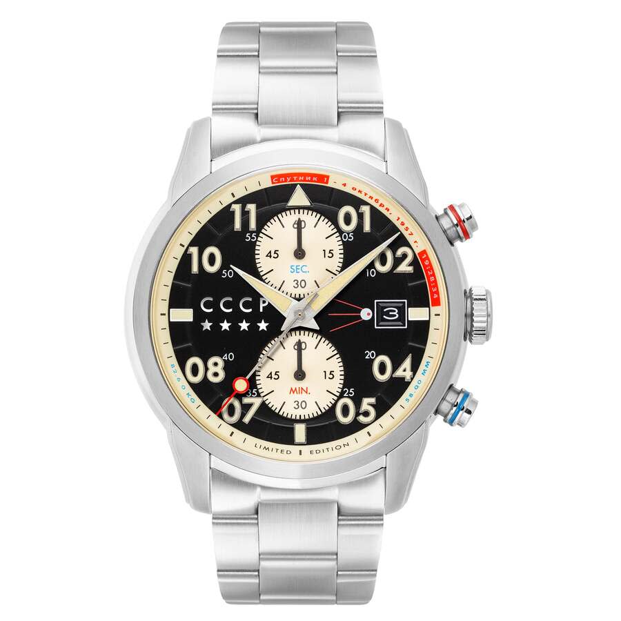 CCCP Sputnik Chronograph Quartz Black Dial Mens Watch CP-7098-11