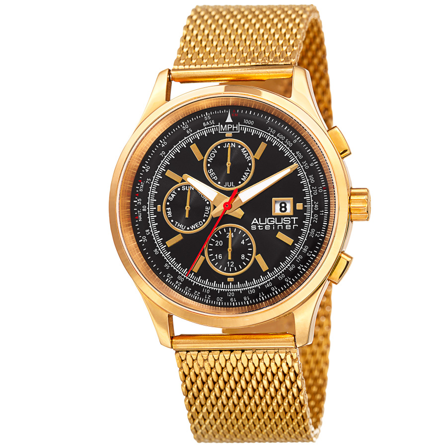 August Steiner Quartz Black Dial Mens Watch AS8194YGB 63$