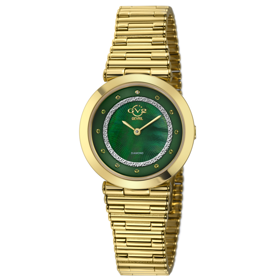 GV2 by Gevril Burano Quartz Green Dial Ladies Watch 14413B