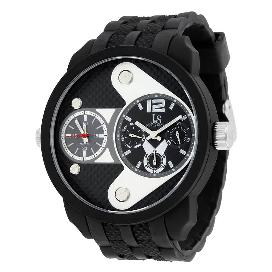 Joshua and Sons Multi-Function Black Dial Black Silicone Mens Watch JS52BK