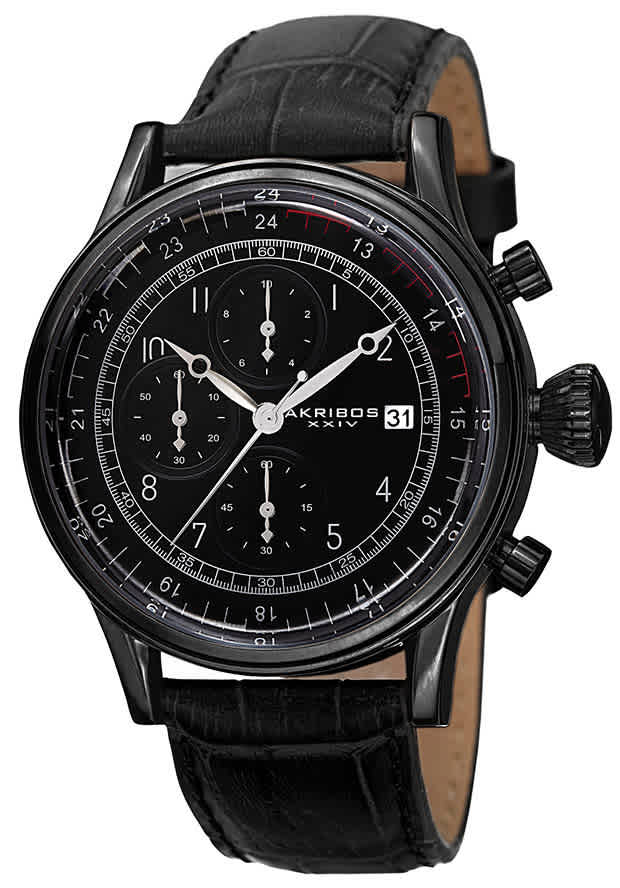 Akribos XXIV Chronograph Quartz Black Dial Mens Watch AK798BK