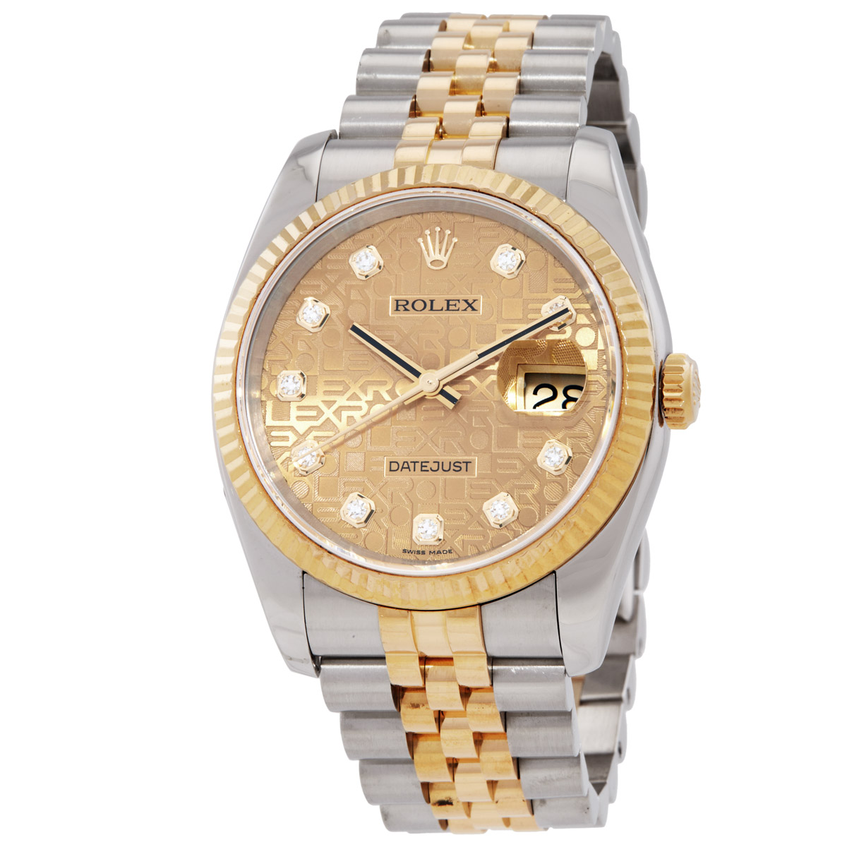 Preowned Rolex Oyster Perpetual Automatic Chronometer Diamond Silver Dial Mens Watch 116233SJDJ