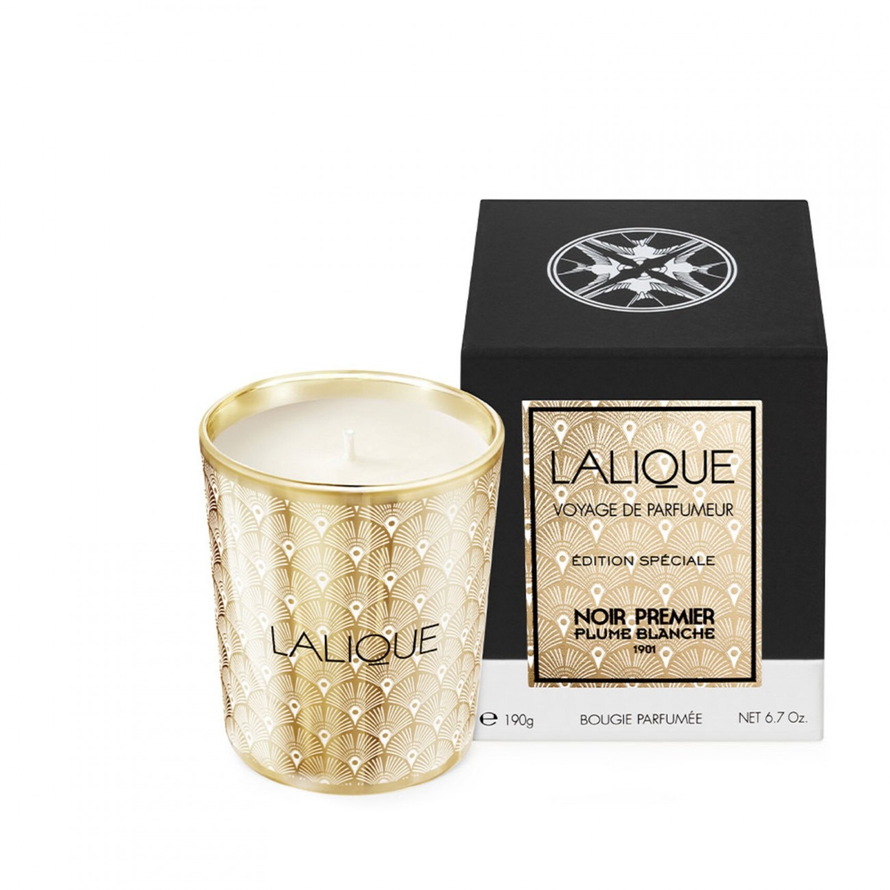 Lalique Unisex Noir Premier Plume Blanche 6.7 oz Scented Candle 7640171197050