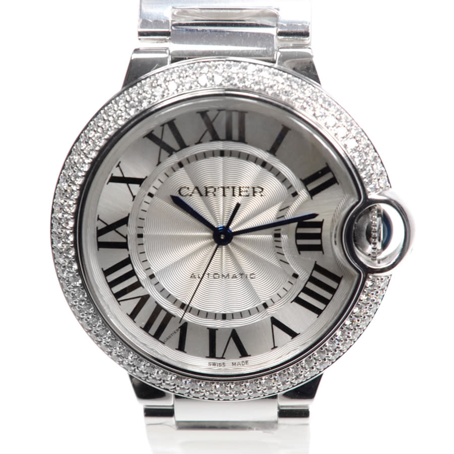 Preowned Cartier Ballon Bleu De Cartier Diamond Silver Opaline Dial Unisex Watch WE9006Z3