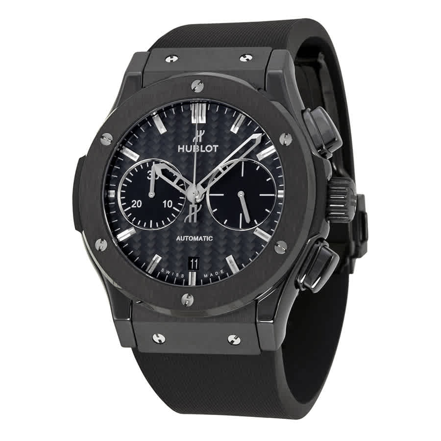 Hublot Classic Fusion Chronograph Black Carbon Fiber Dial Black Rubber Mens Watch 521CM1770RX 9115$