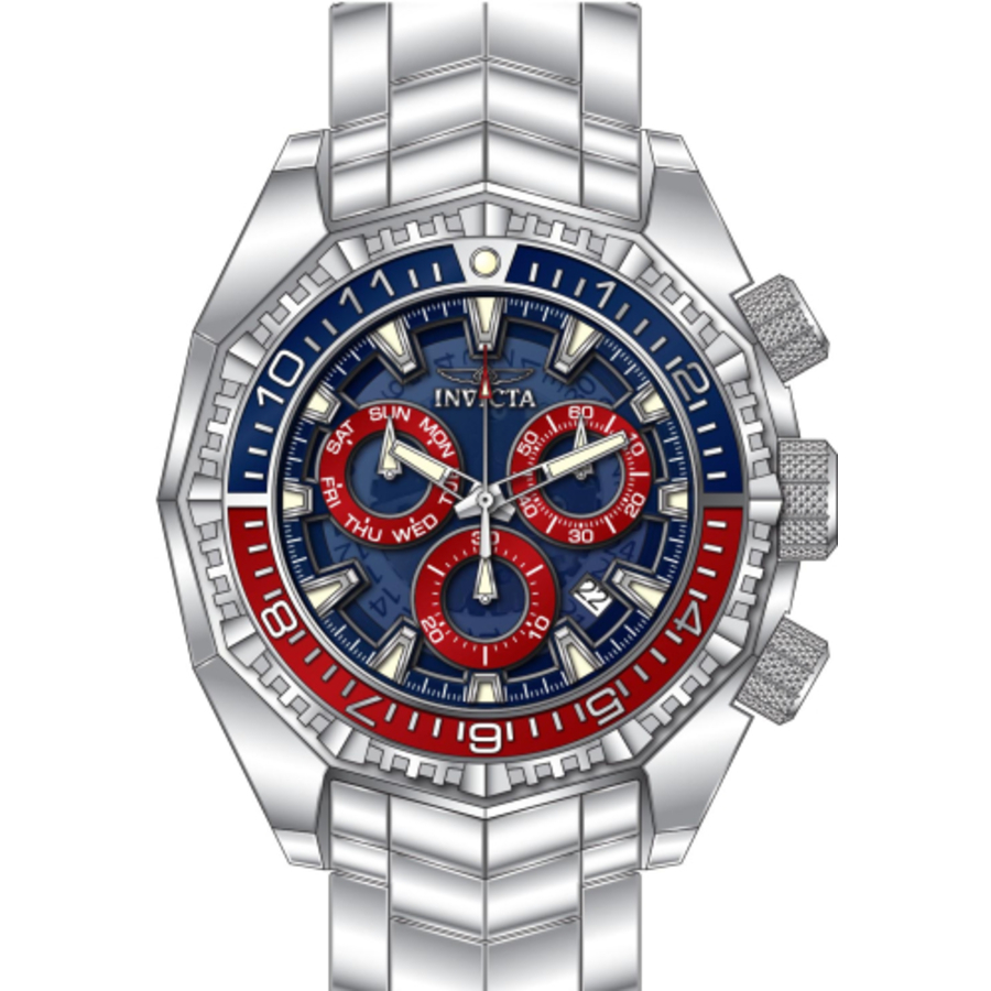Invicta Akula Chronograph Quartz Blue Dial Pepsi Bezel Mens Watch 44296