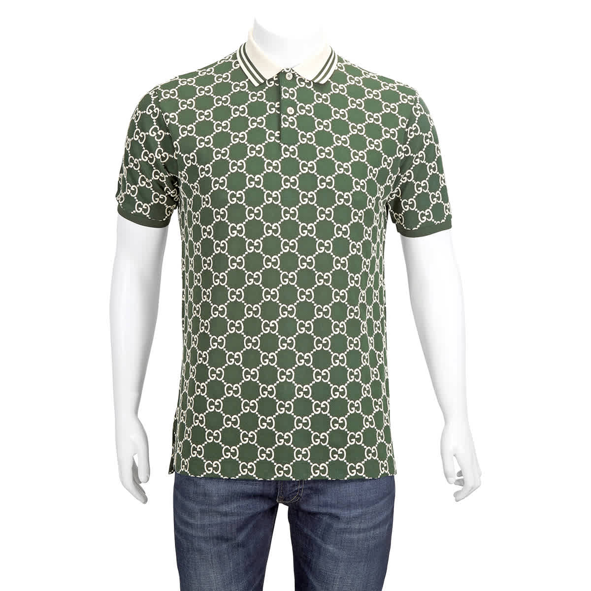 Gucci Men's GG Monogram Stretch Cotton Polo Shirt, Brand Size XX-Large ...