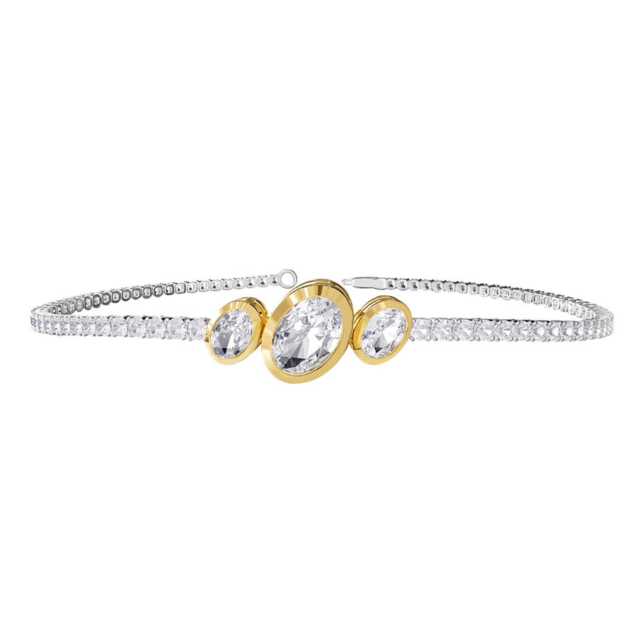 Diamond2Deal 14k Two-tone Gold 39 Ct Oval Cut Lab Grown Diamond Tennis Bracelet 7 VVS-VS E-F 1175$