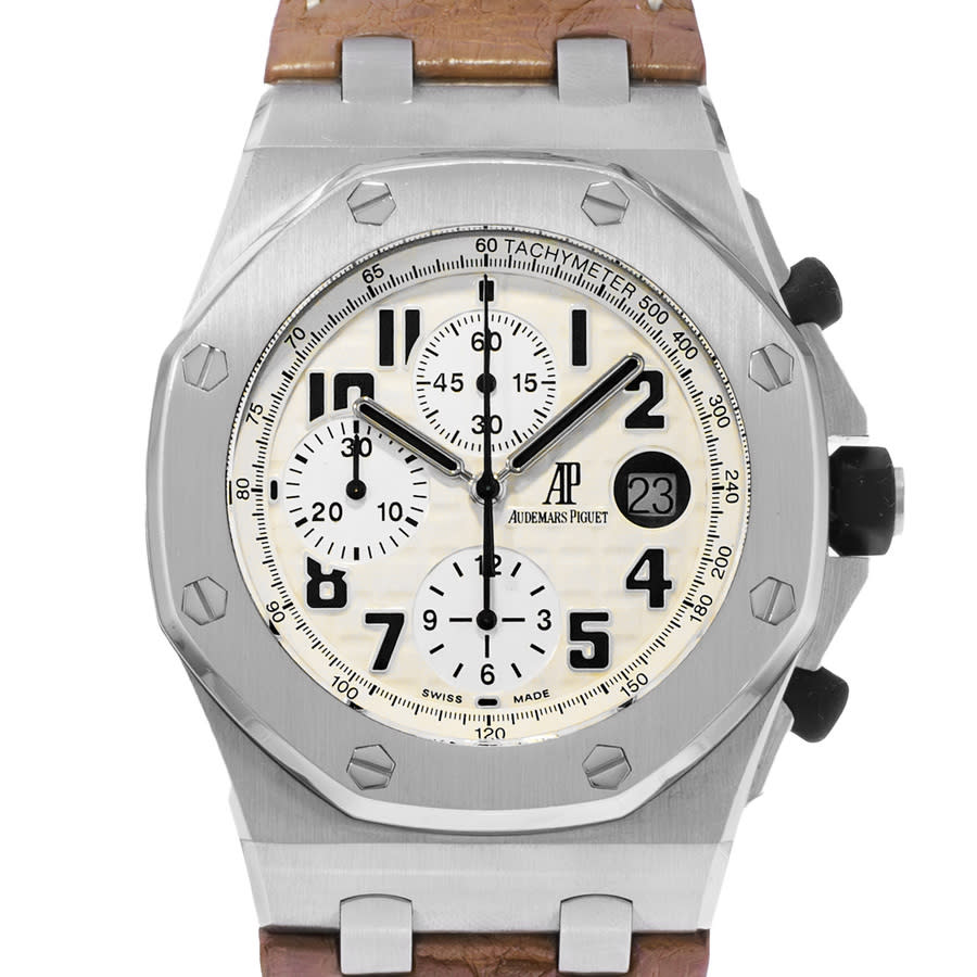 Pre-owned Audemars Piguet Royal Oak Offshore Chronograph Silver Waffle Design Dial Mens Watch 26170STOOD091CR01 21023$