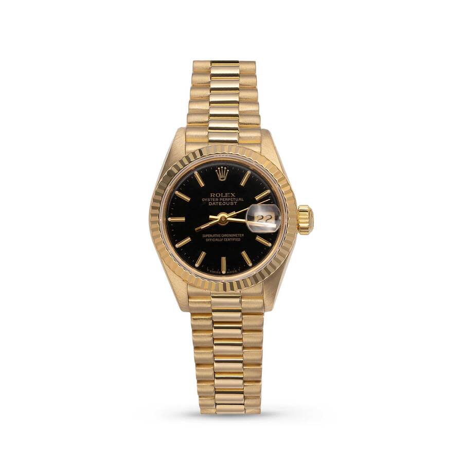 Preowned Rolex Datejust Automatic Chronometer Black Dial Ladies Watch 69178 BKSP