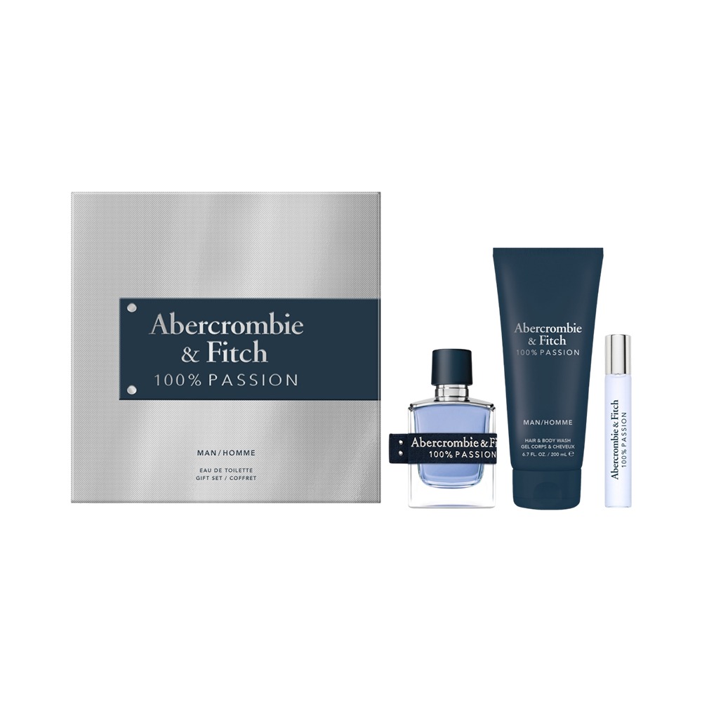 Abercrombie and Fitch Mens 100% Passion 3pcs EDT Gift Set Fragrances 085715169983