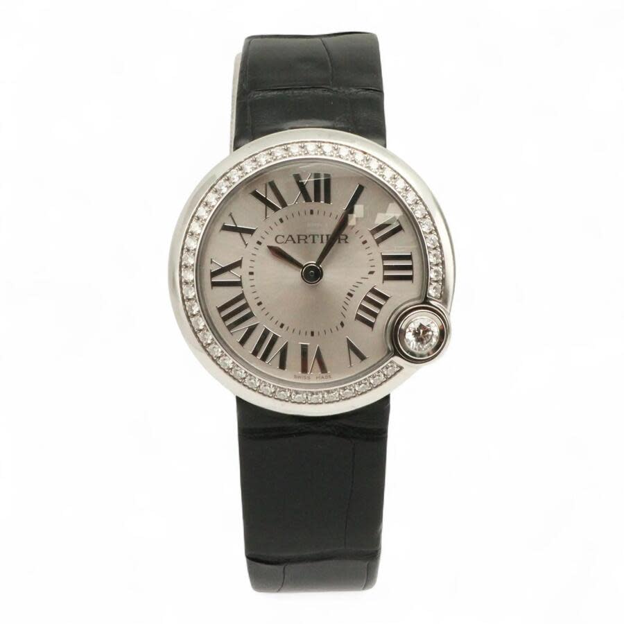 Preowned Cartier Ballon Blanc De Cartier Diamond Silvertone Dial Ladies Watch W4BL0003