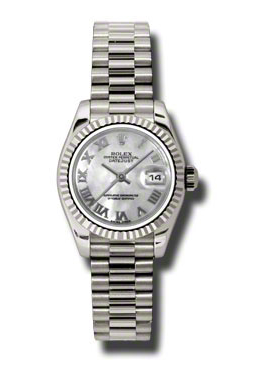 Rolex LadyDatejust 26 Mother Of Pearl Dial 18K White Gold President Automatic Ladies Watch 179179MRP